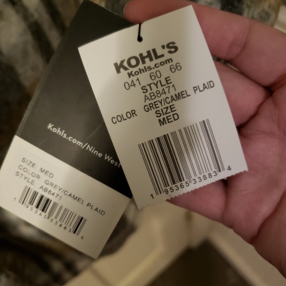 Nine West Faux Wool Zipper Plaid Coat - Picture 7 of 11